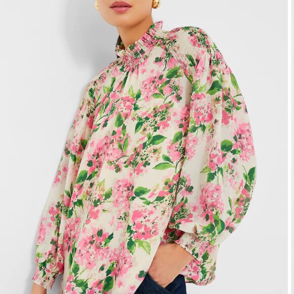 NWT Tuckernuck  Gossamer Pink Hydrangea Lydia Blouse Size XL - Picture 1 of 9